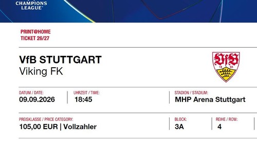 Ticket vfb stuttgart - 1,