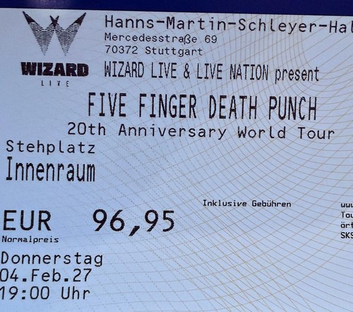 Tickets five finger death - finger,