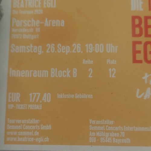Beatrice egli vip ticket - egli,