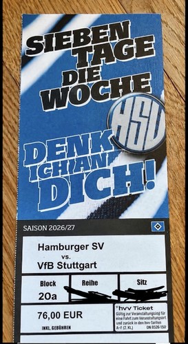 Hsv vfb stuttgart ticket - vs.,