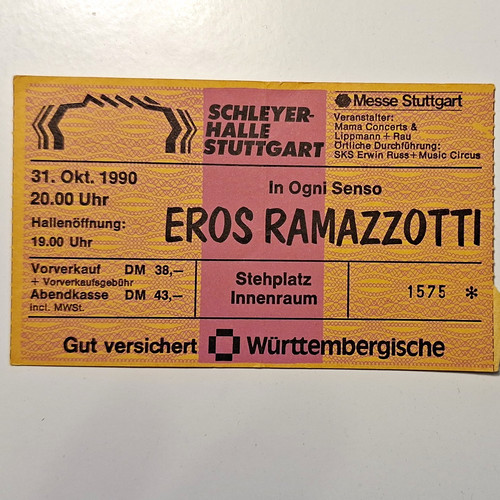 Eros ramazzotti eintrittskarte - ramazzotti,