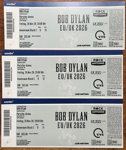 Bob dylan konzertkarten - 3x,