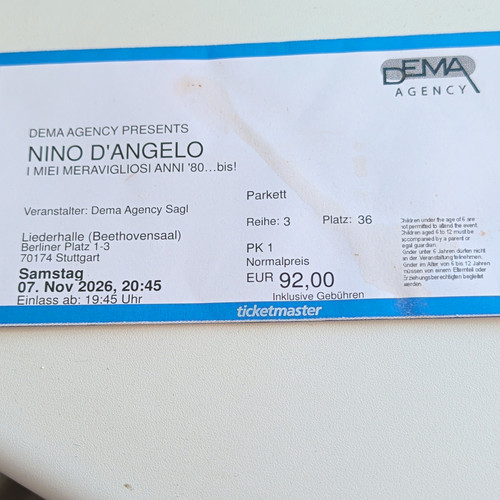 Nino angelo konzertticket - d’angelo,