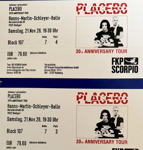 Tickets placebo am - 2,