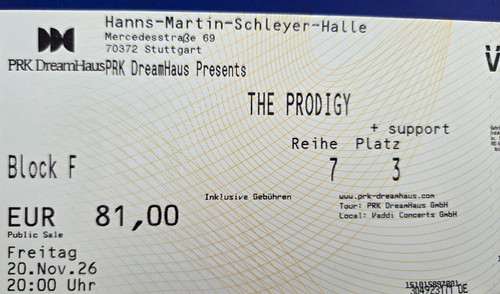 Ticket the prodigy - ticket,