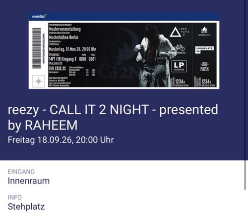 Reezy konzertkarte stuttgart - konzertkarte,