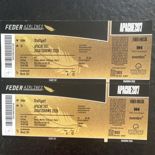 Apache 207 tickets - 2,