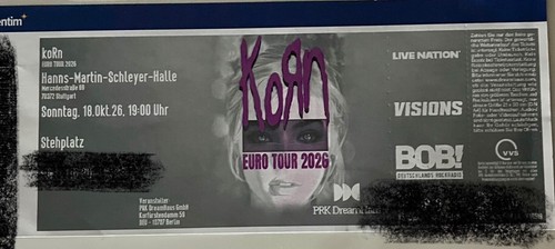 Korn ticket 2026 - korn, 18.10.2026